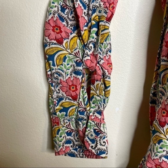 Talbots Multi Color Floral Novelty Print Long Sleeve Button Down Shirt - Picture 5 of 7